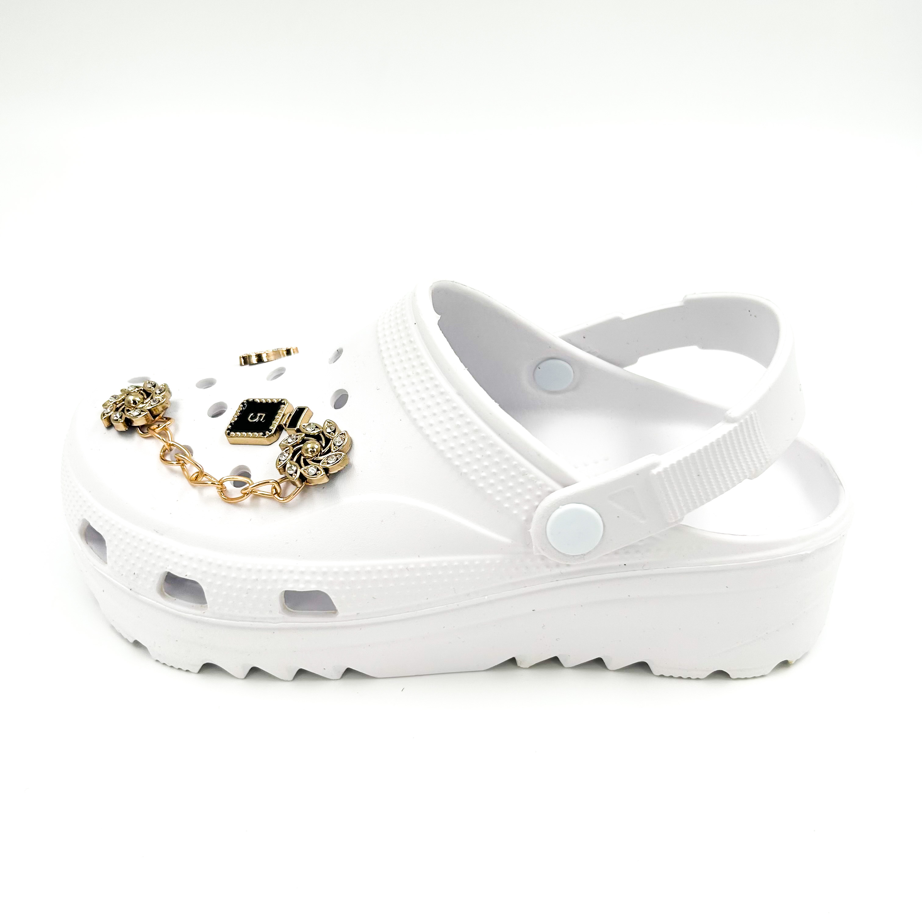 Παντόφλες σαμπό τύπου Crocs λευκό
